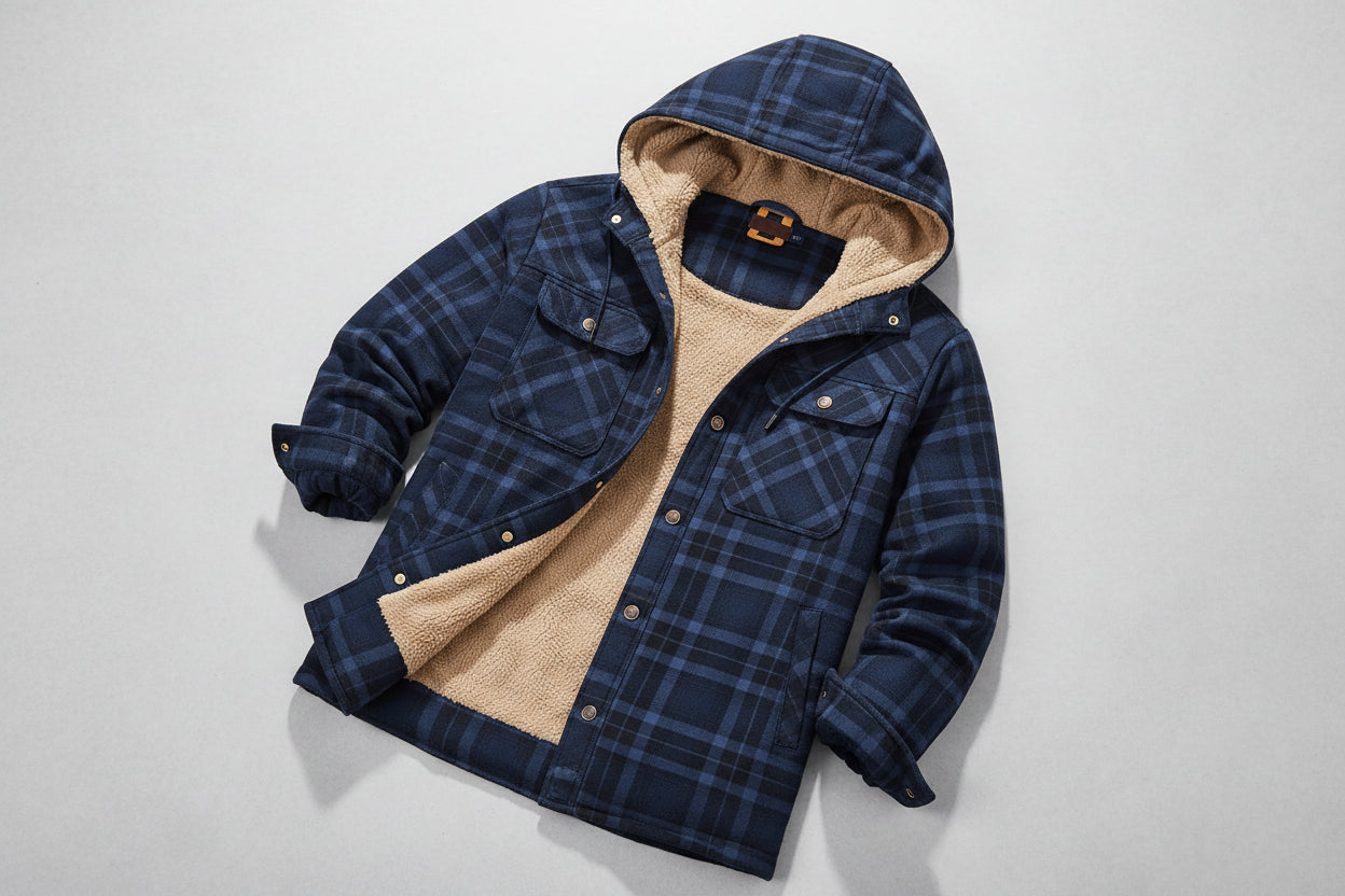 Checked Jacket Men Hooded