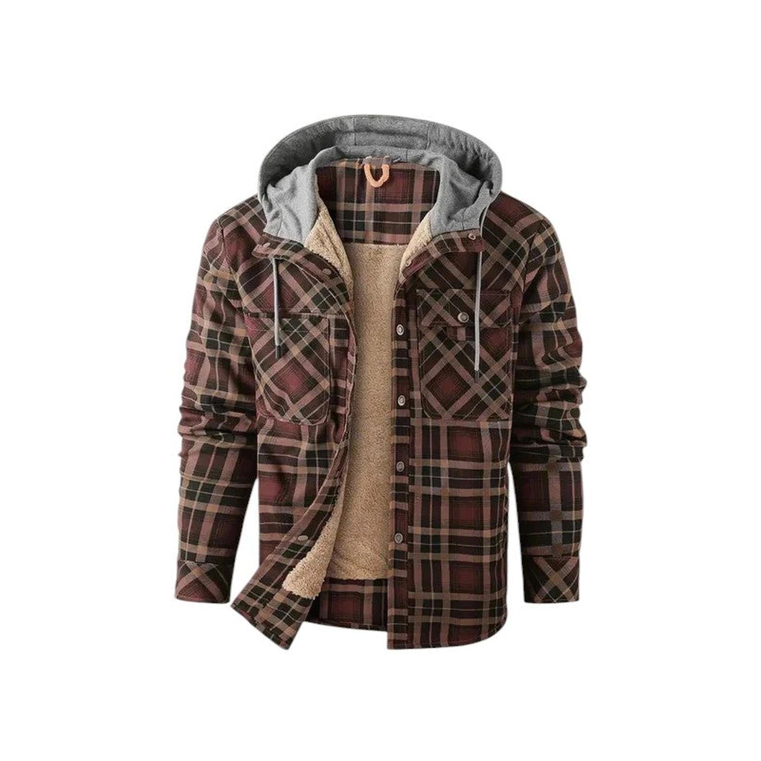 Checked Jacket Men Hooded