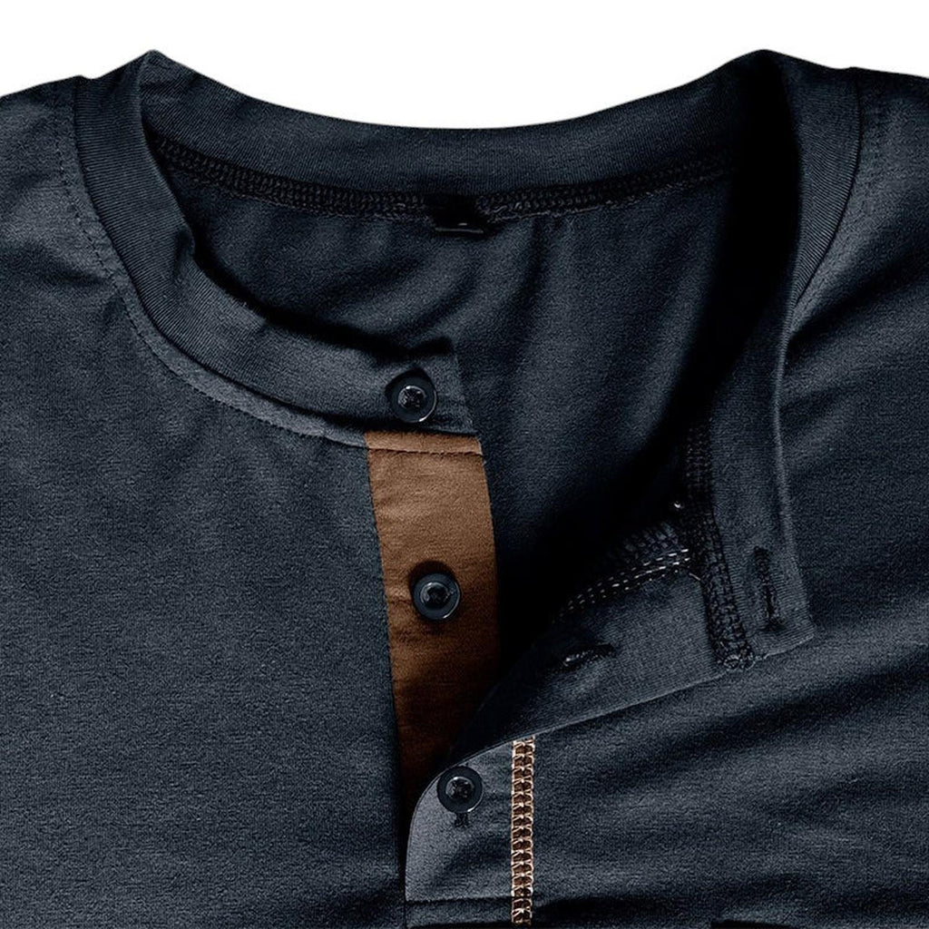 Henley Shirt Men 100% Cotton Long Sleeve Buttoned Placket Casual Fit