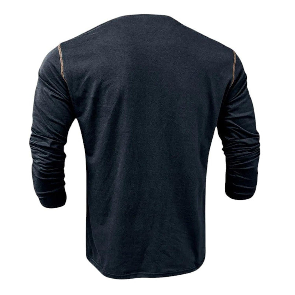 Henley Shirt Men 100% Cotton Long Sleeve Buttoned Placket Casual Fit