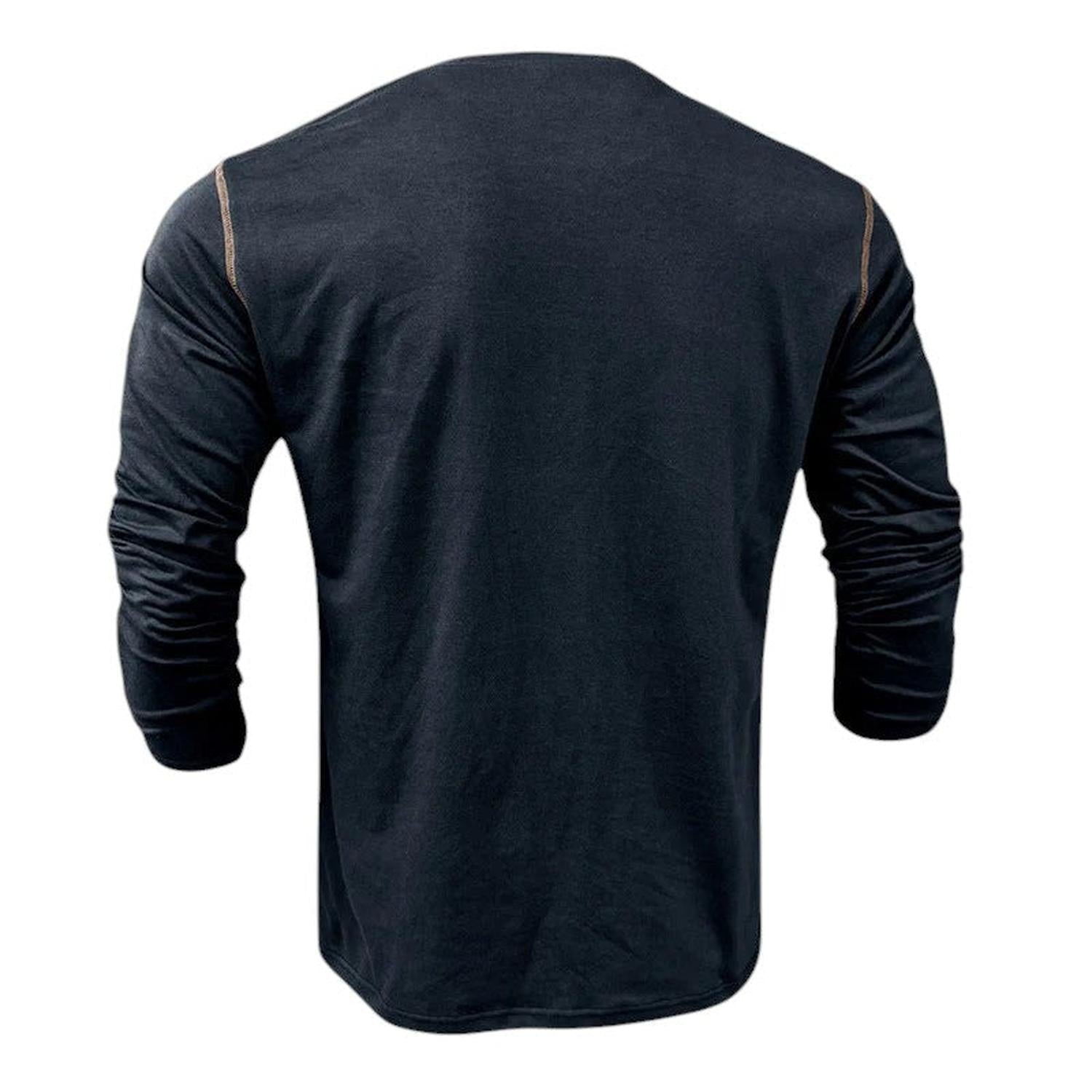 Henley Shirt Men 100% Cotton Long Sleeve Buttoned Placket Casual Fit