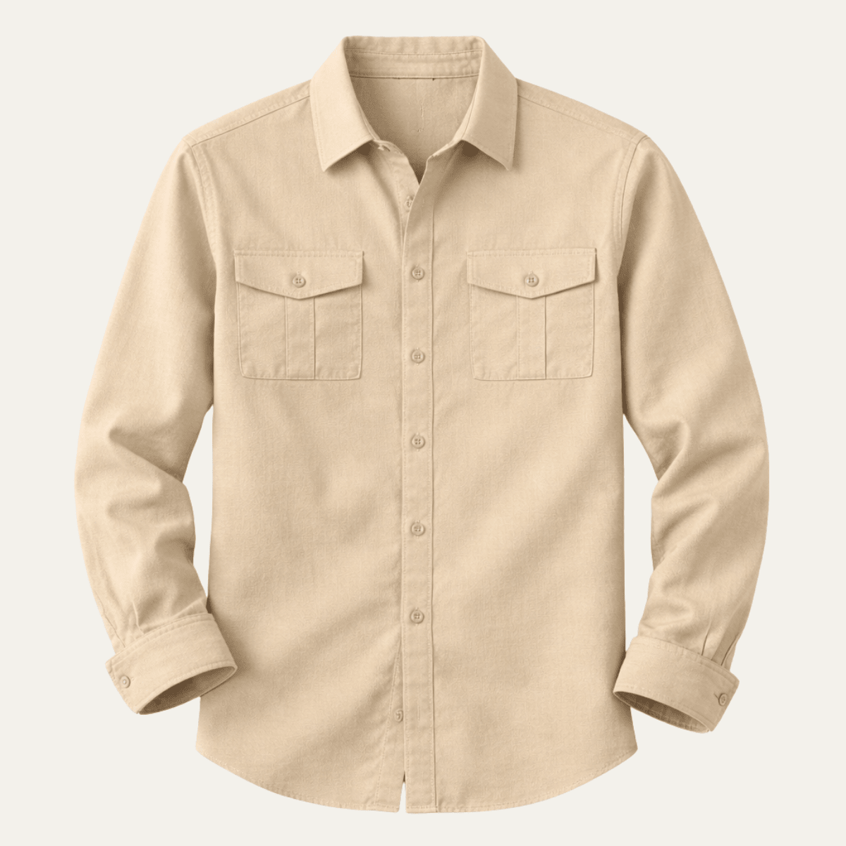 Men's Linen Shirt - Loose Fit Long Sleeve Button Closure