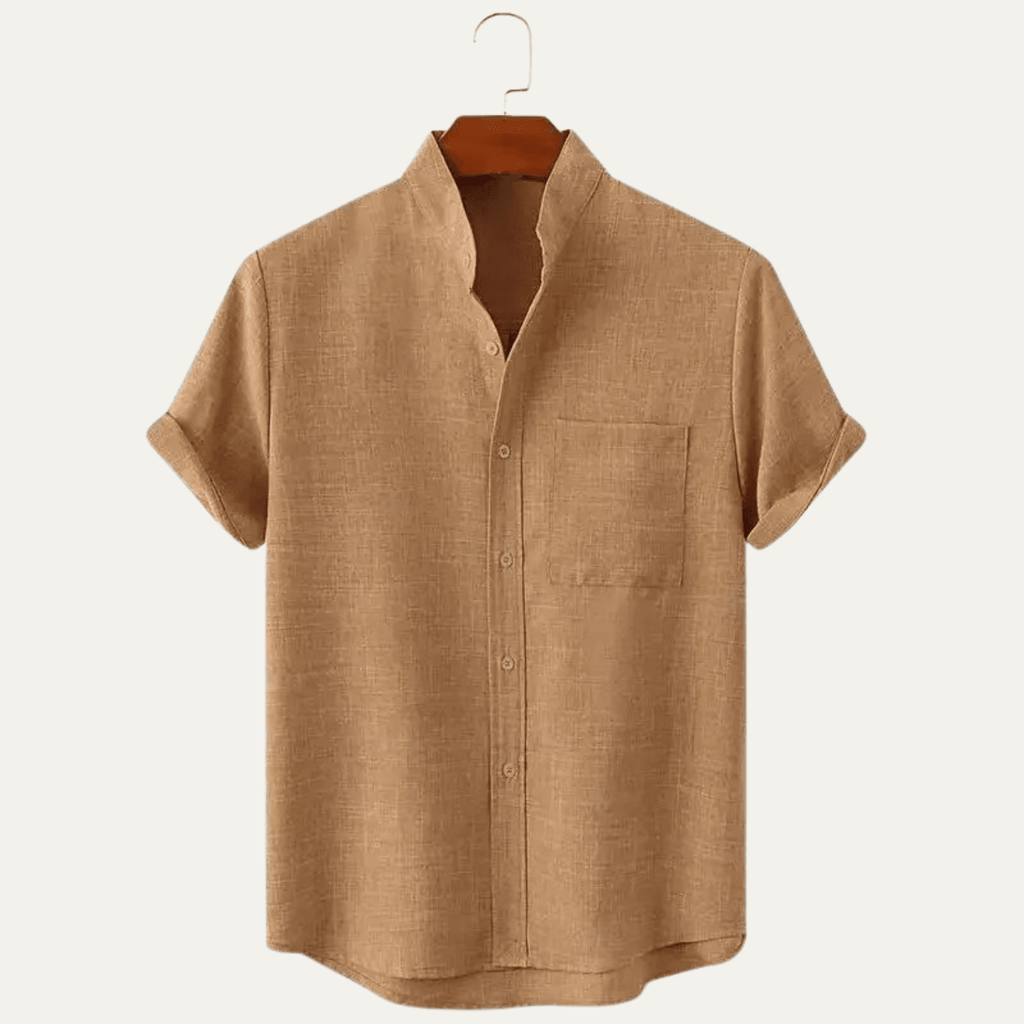 Men's Linen Shirt - Oversize Fit Short Sleeve Straight Cut