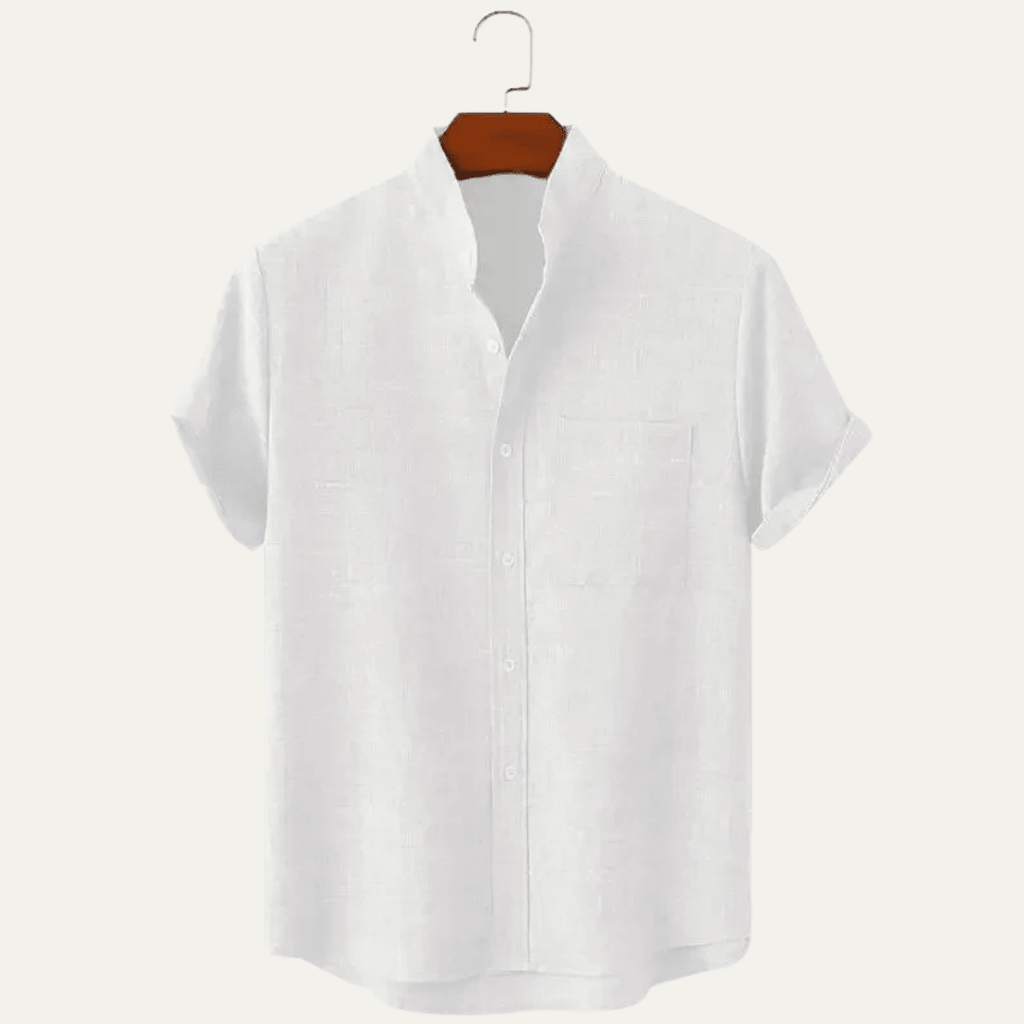 Men's Linen Shirt - Oversize Fit Short Sleeve Straight Cut