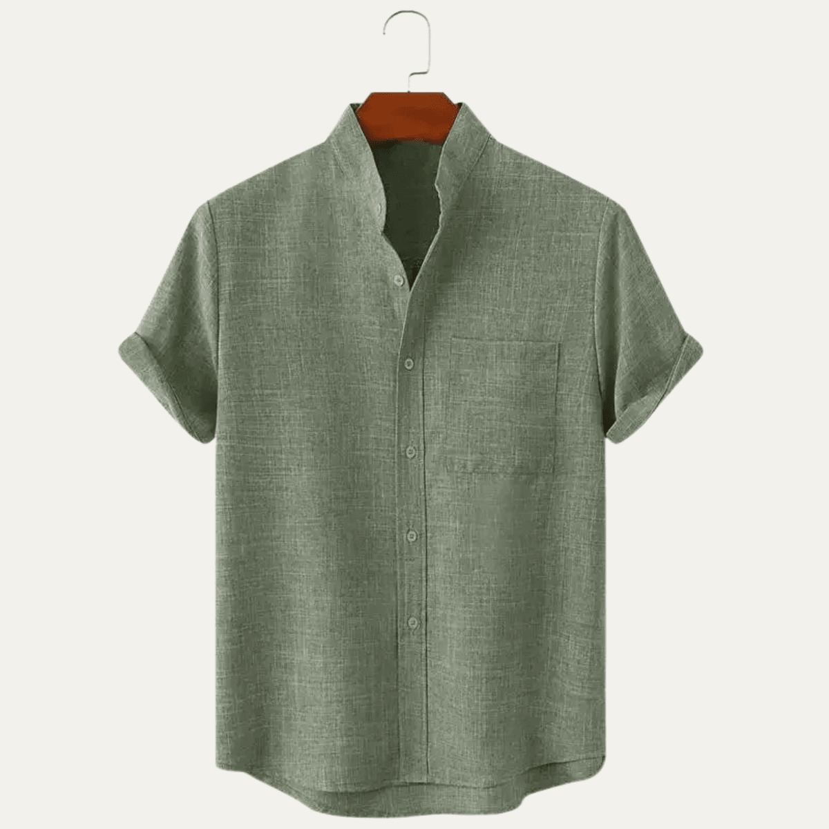 Men's Linen Shirt - Oversize Fit Short Sleeve Straight Cut