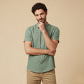Men's Linen Shirt - Oversize Fit Short Sleeve Straight Cut