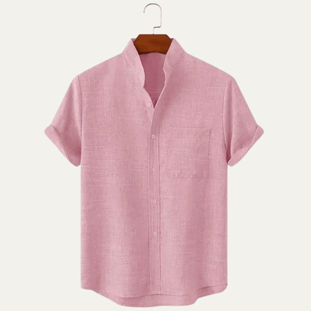 Men's Linen Shirt - Oversized Fit Short Sleeve Button Front