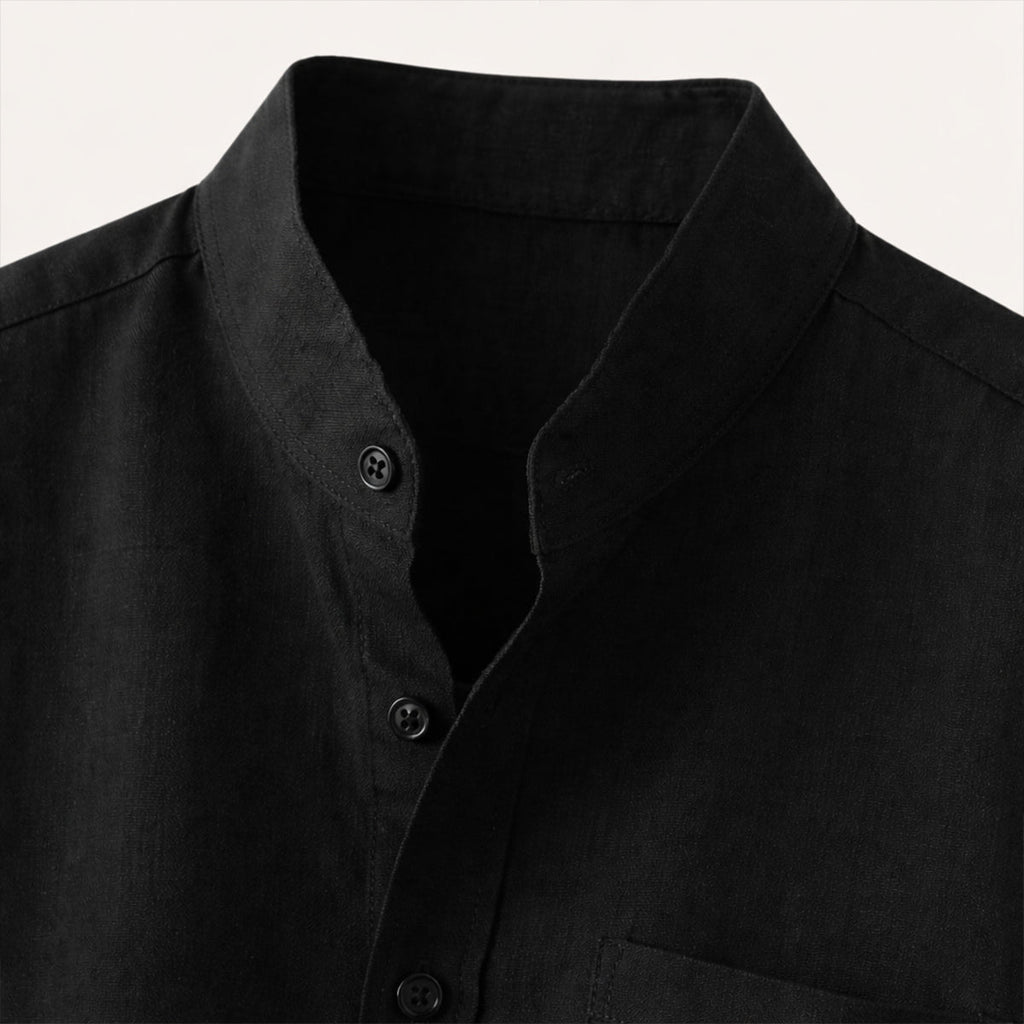 Men's Linen Shirt - Oversized Fit Short Sleeve Button Front