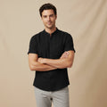 Men's Linen Shirt - Oversized Fit Short Sleeve Button Front