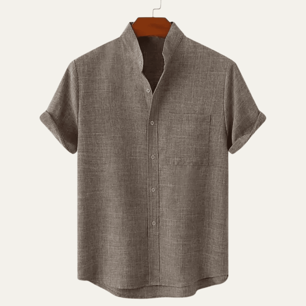 Men's Linen Shirt - Oversized Fit Short Sleeve Button Front