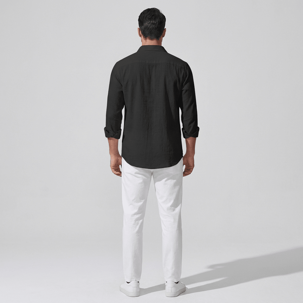 Men's Linen Shirt - Regular Fit Classic Collar Button Placket