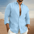 Men's Linen Shirt - Regular Fit Long Sleeve Button Down