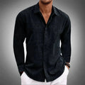 Men's Linen Shirt - Regular Fit Long Sleeve Button Placket