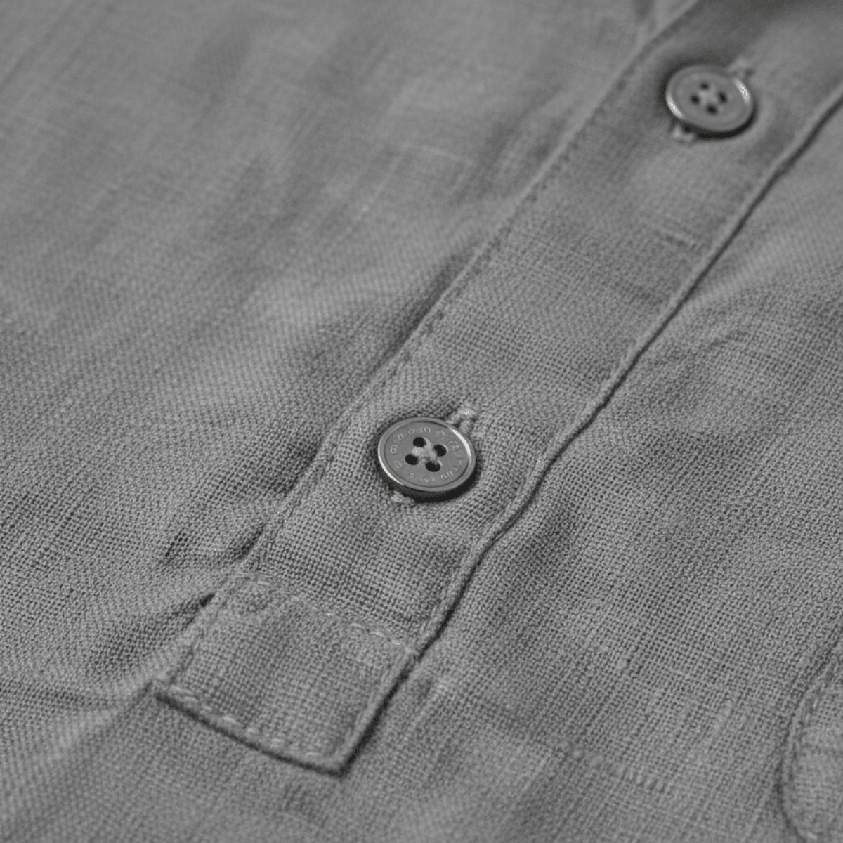 Men's Linen Shirt - Relaxed Fit Short Sleeve Henley Neck