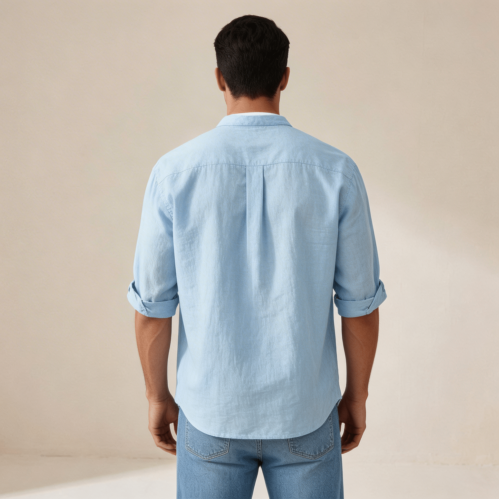 Men's Linen Shirt - Relaxed Fit Three Quarter Sleeve Button Front