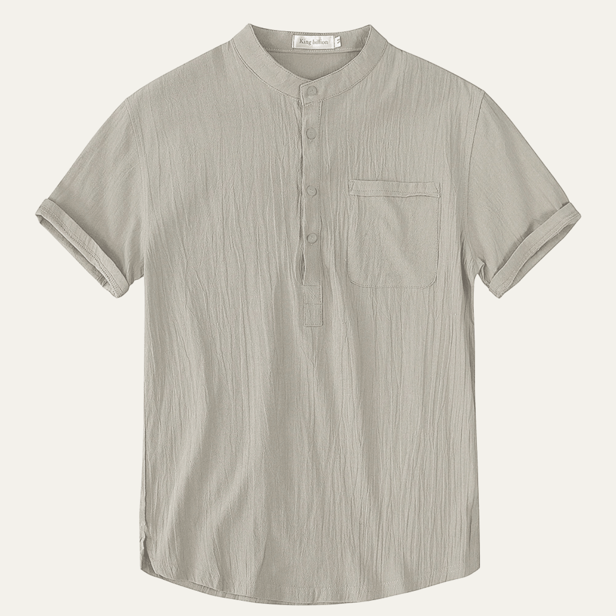 Men's Linen Shirt - Short Sleeve Henley Neck Pullover Style