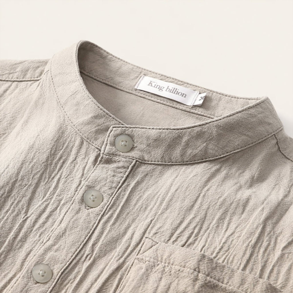 Men's Linen Shirt - Short Sleeve Henley Neck Pullover Style