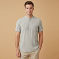 Men's Linen Shirt - Short Sleeve Henley Neck Pullover Style