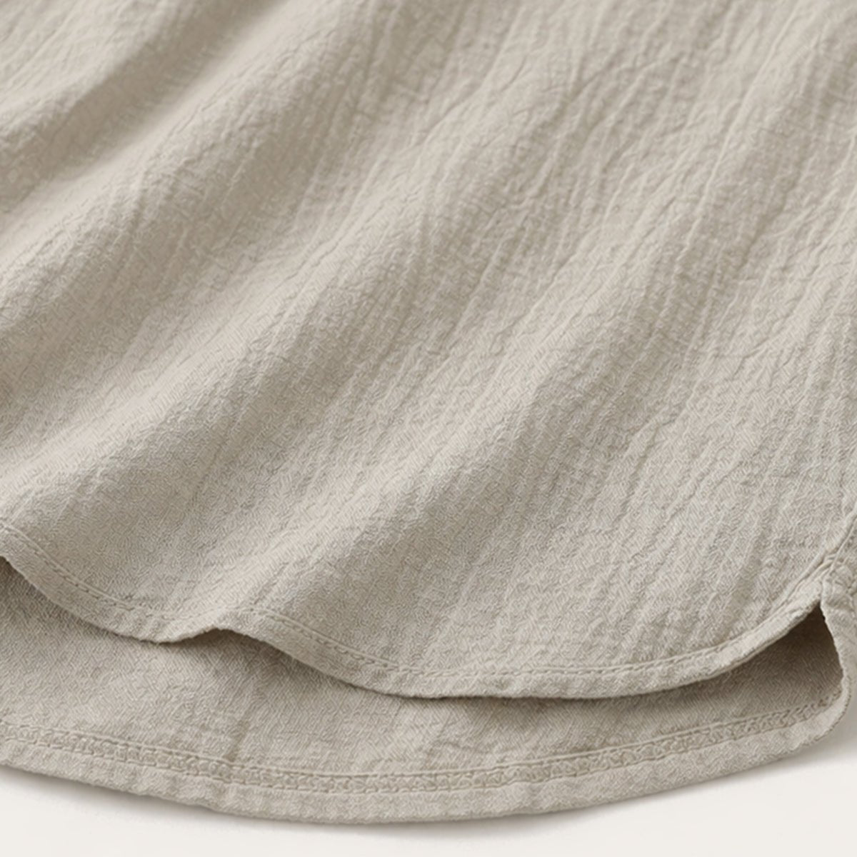 Men's Linen Shirt - Short Sleeve Henley Neck Pullover Style