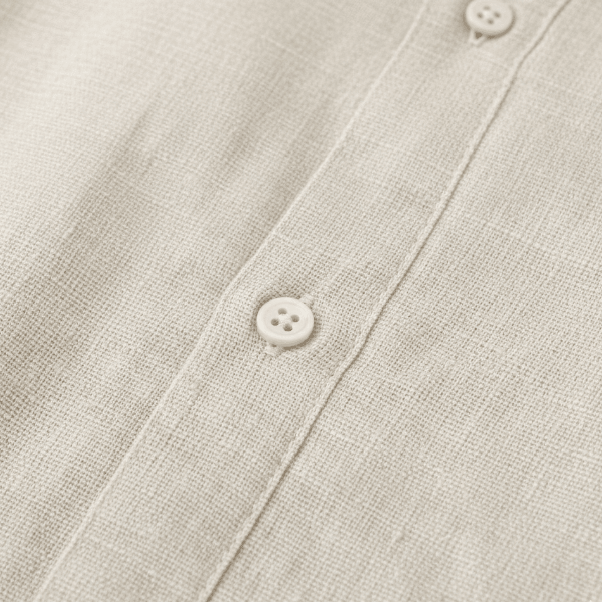 Men's Linen Shirt & Shorts Set - Long Sleeve Loose Fit Button Closure