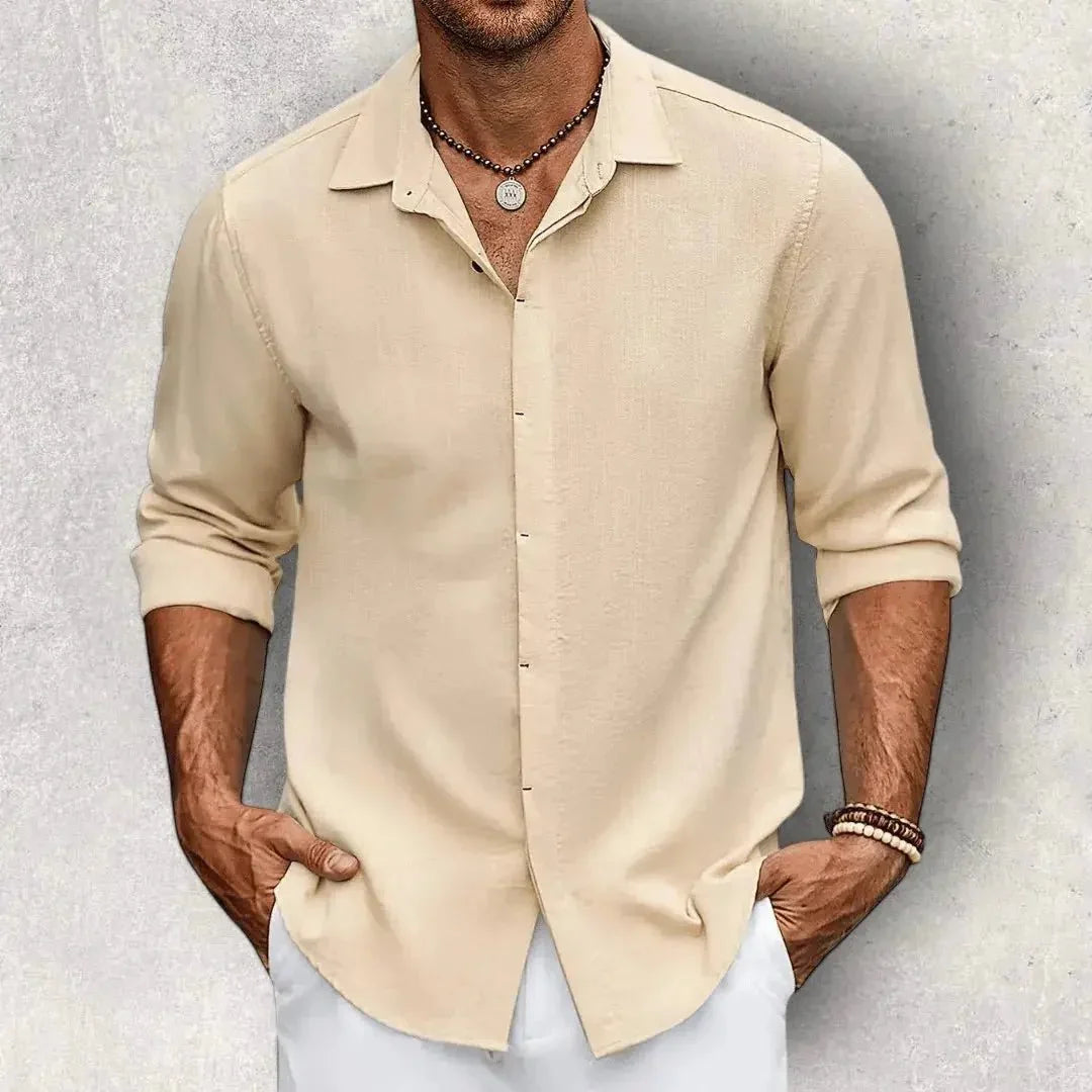 Men's Linen Shirt - Slim Fit Tailored Cut Structured Design