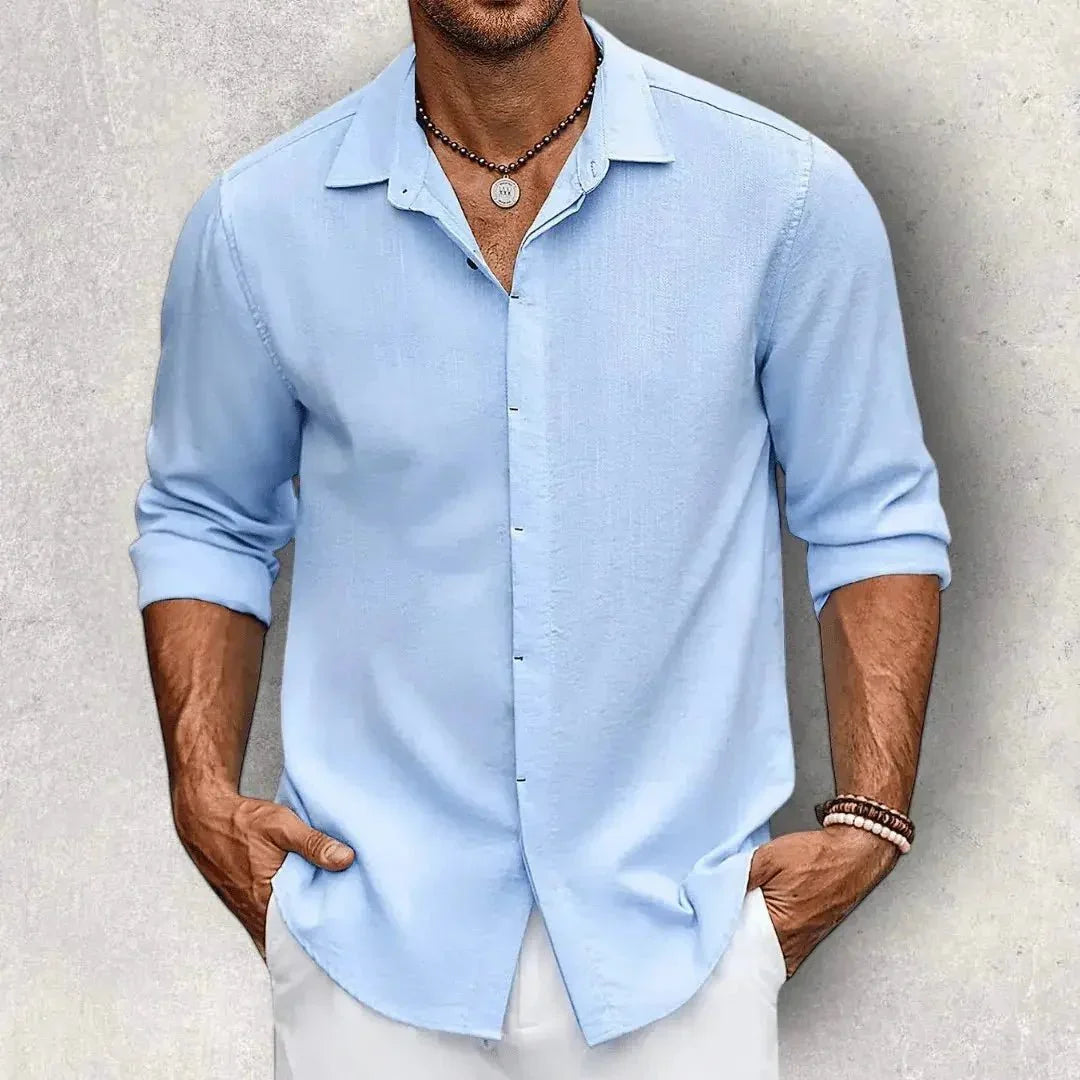 Men's Linen Shirt - Slim Fit Tailored Cut Structured Design
