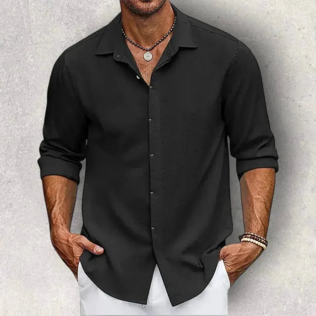 Men's Linen Shirt - Slim Fit Tailored Cut Structured Design