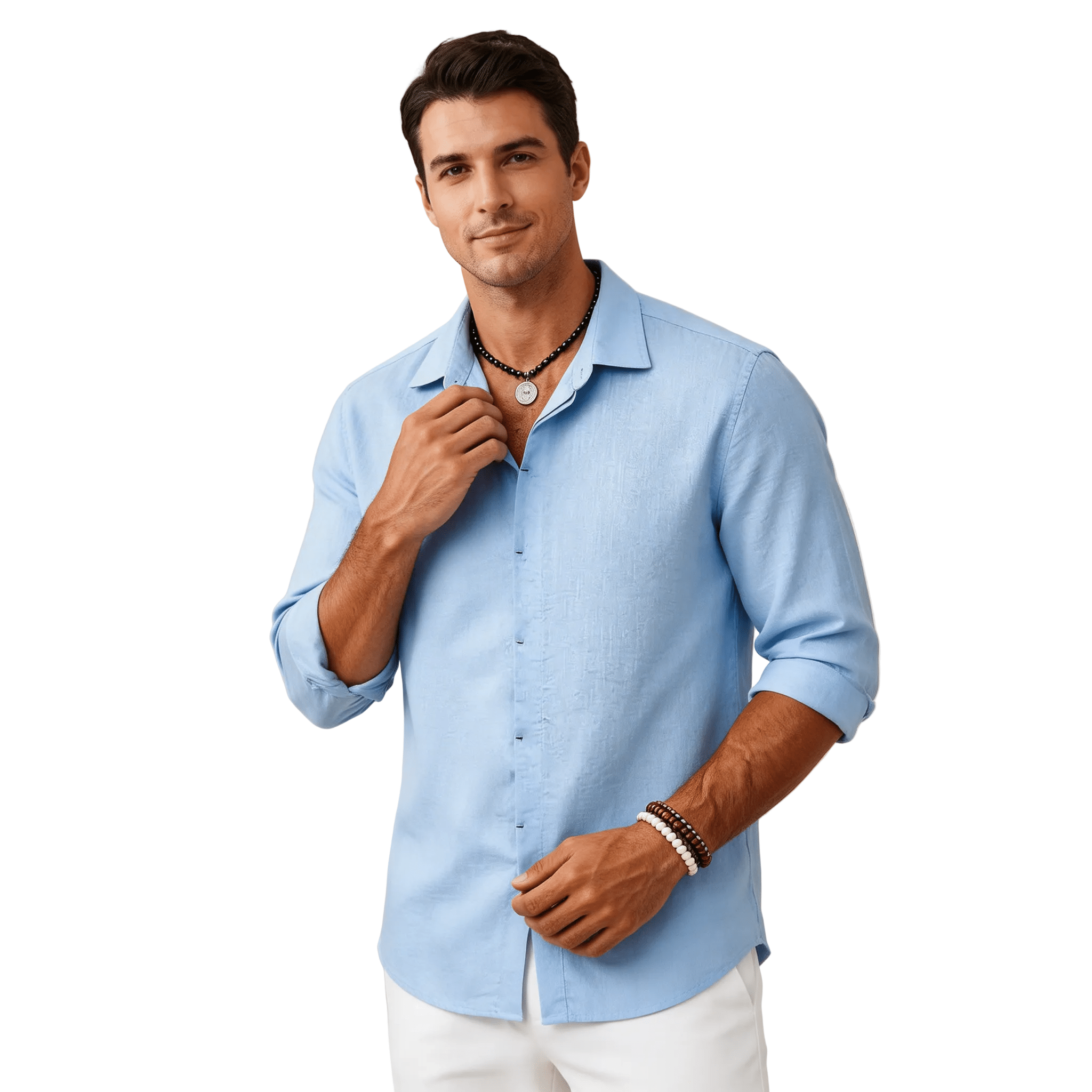 Men's Linen Shirt - Slim Fit Tailored Cut Structured Design