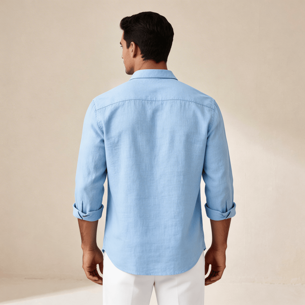Men's Linen Shirt - Slim Fit Tailored Cut Structured Design