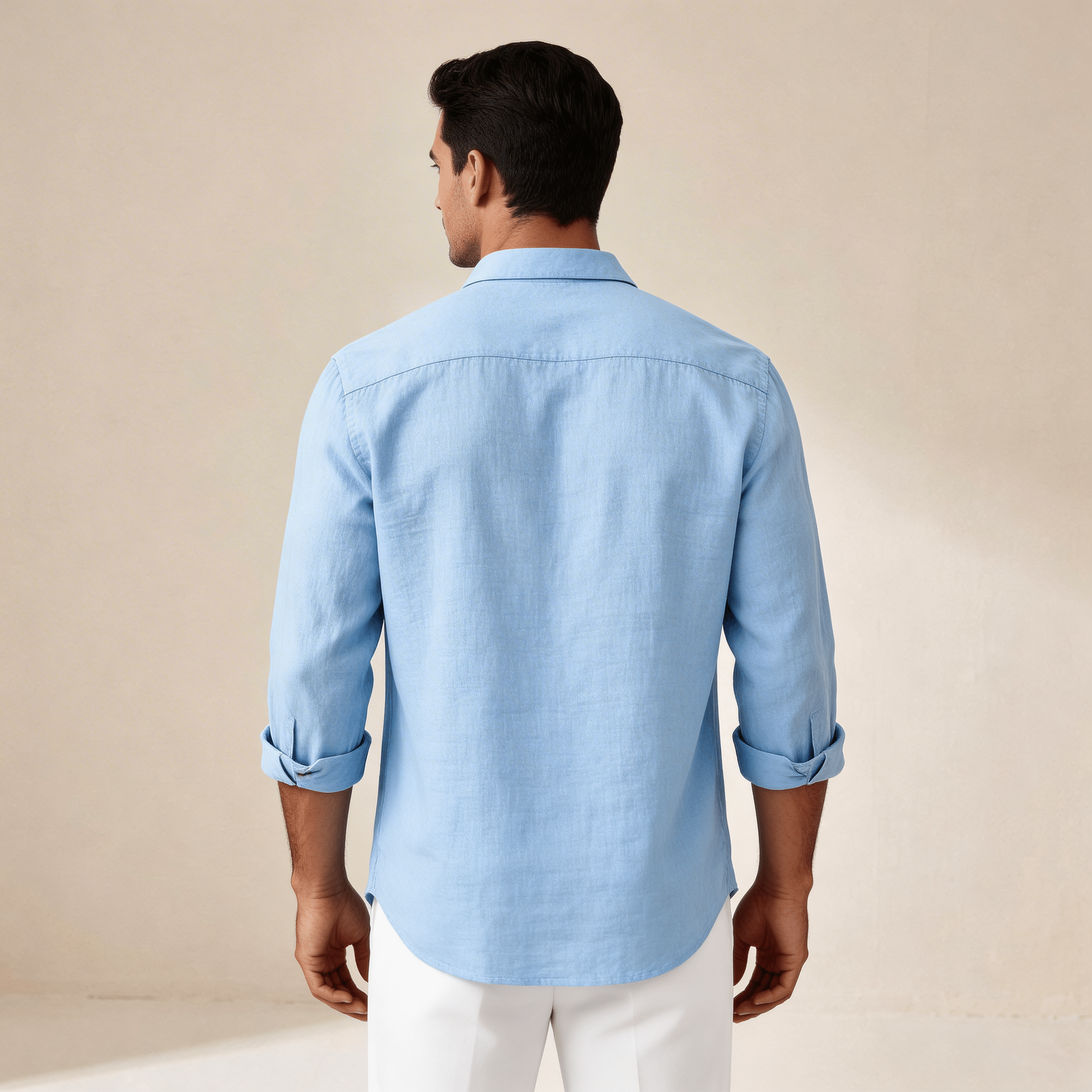 Men's Linen Shirt - Slim Fit Tailored Cut Structured Design