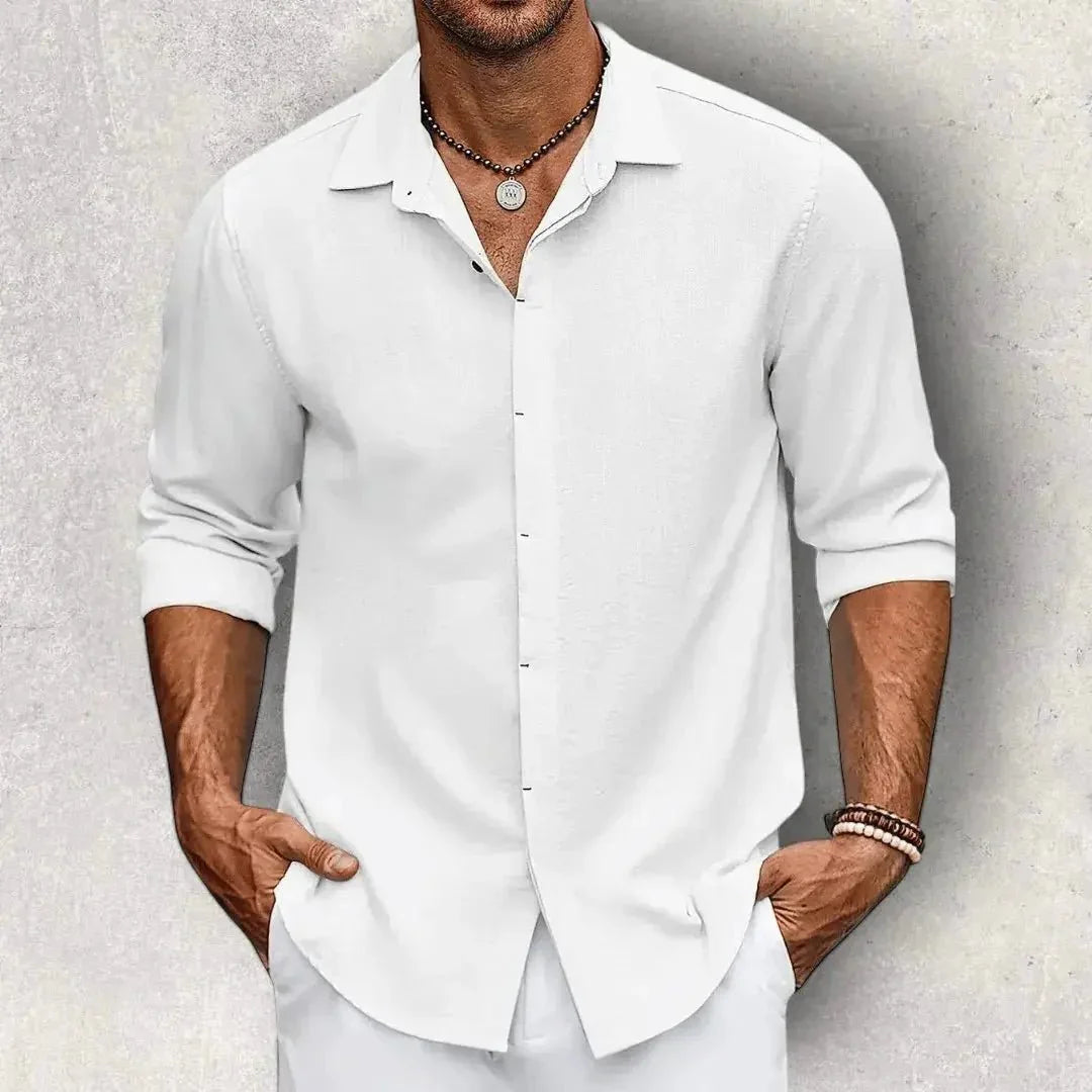Men's Linen Shirt - Slim Fit Tailored Cut Structured Design