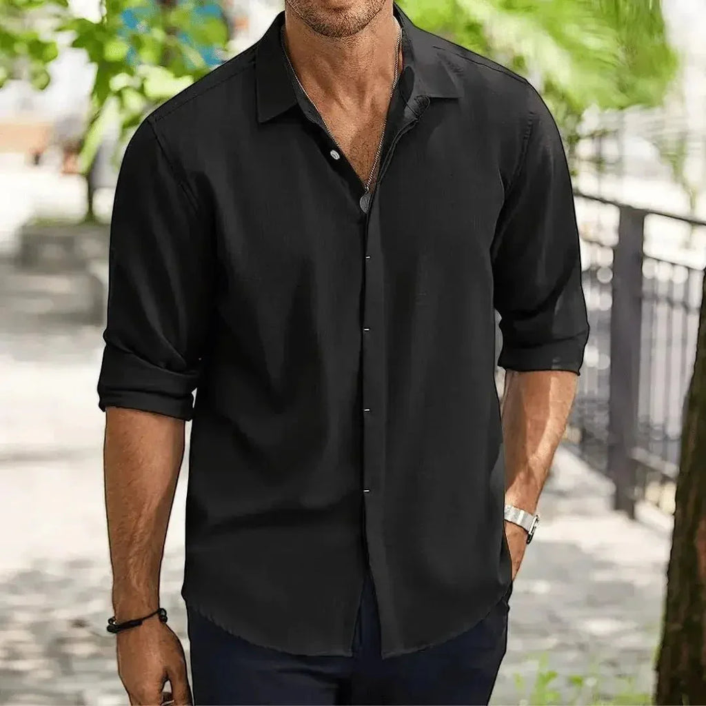 Men's Linen Shirt - Slim Fit Tailored Cut Structured Design
