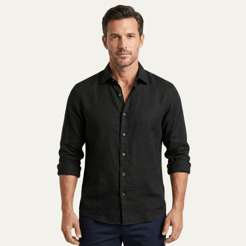 Men's Linen Shirt - Tailored Fit Full Button Placket