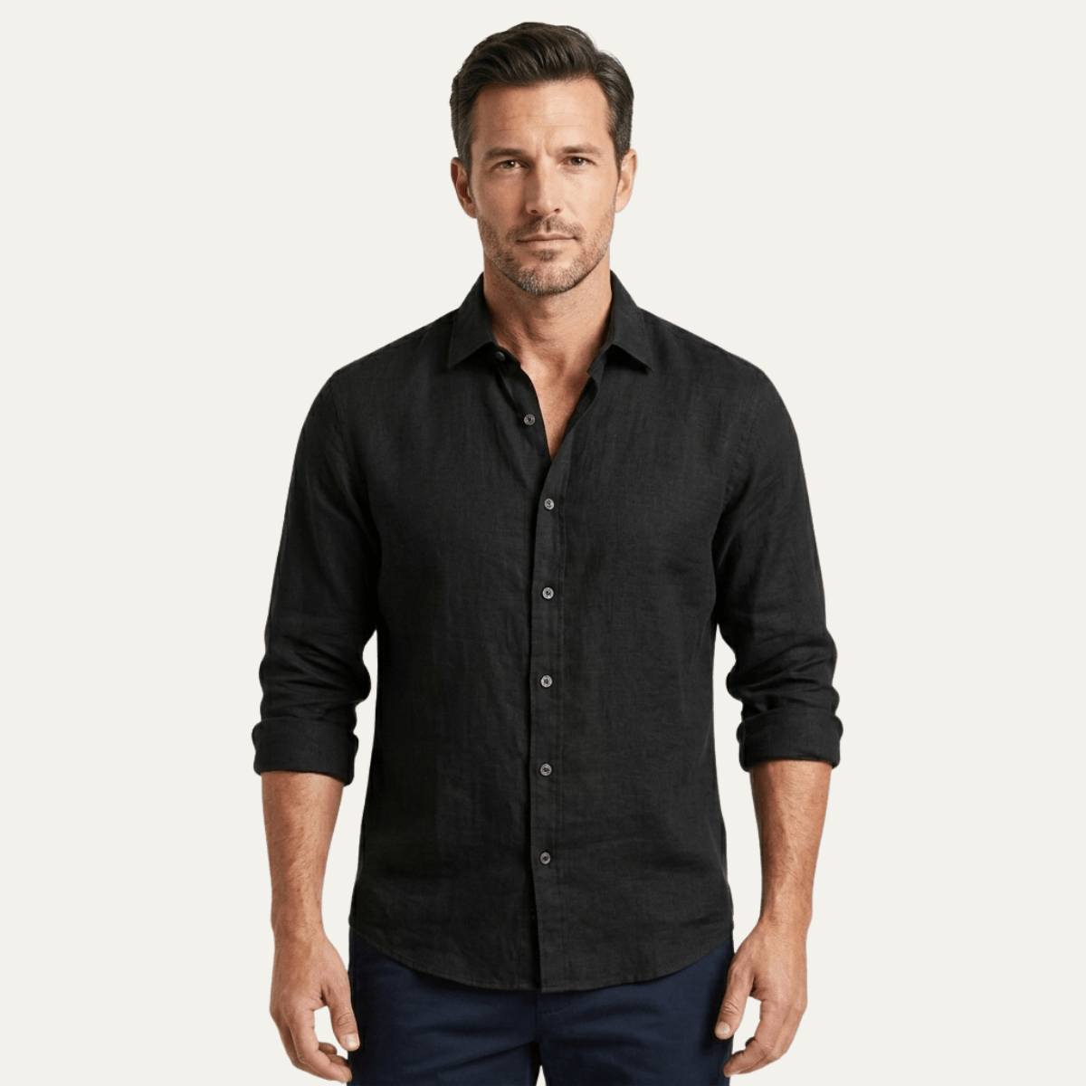 Men's Linen Shirt - Tailored Fit Full Button Placket