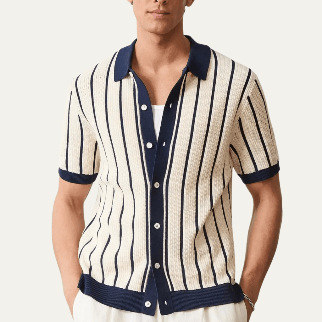 Men's Polo Shirt ¡ª Collared Knit Style Full Button Closure