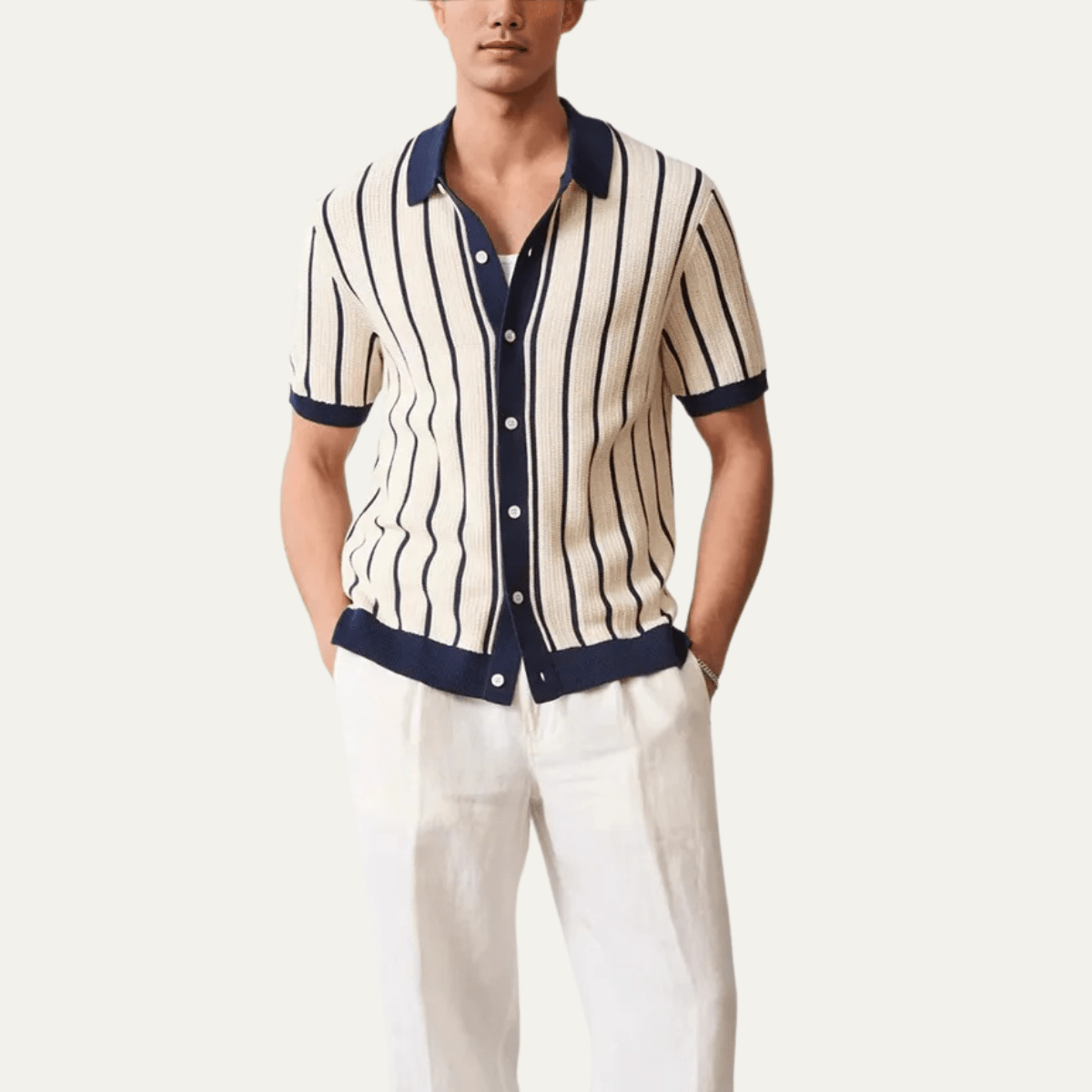 Men's Polo Shirt ¡ª Collared Knit Style Full Button Closure