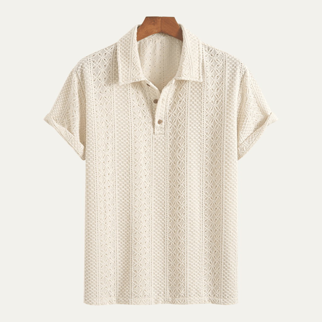 Men's Polo Shirt ¡ª Jacquard Knit Short Sleeve Button Placket