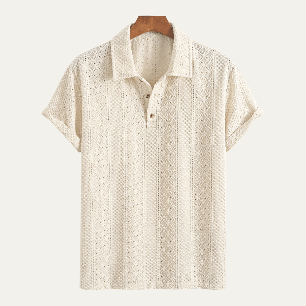 Men's Polo Shirt ¡ª Jacquard Knit Short Sleeve Button Placket