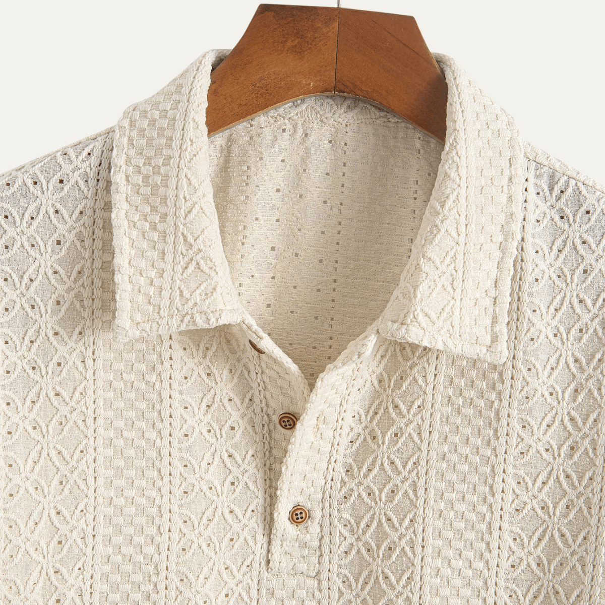 Men's Polo Shirt ¡ª Jacquard Knit Short Sleeve Button Placket