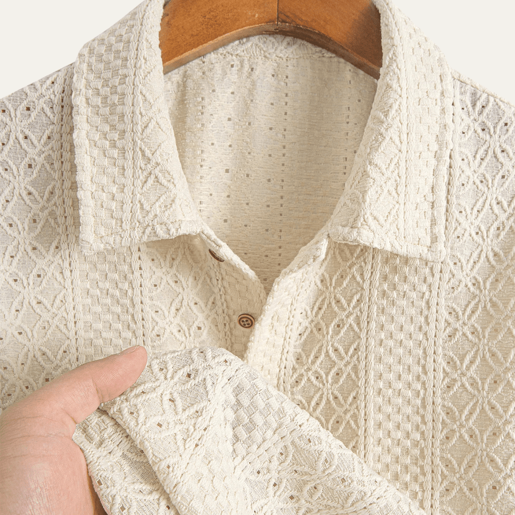 Men's Polo Shirt ¡ª Jacquard Knit Short Sleeve Button Placket