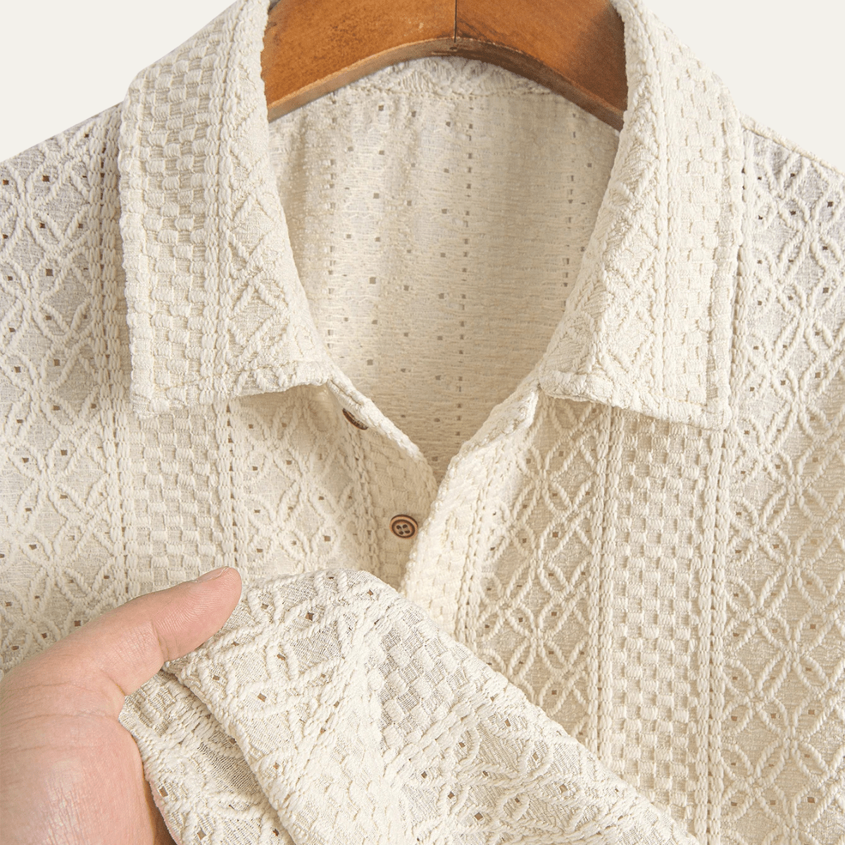 Men's Polo Shirt ¡ª Jacquard Knit Short Sleeve Button Placket