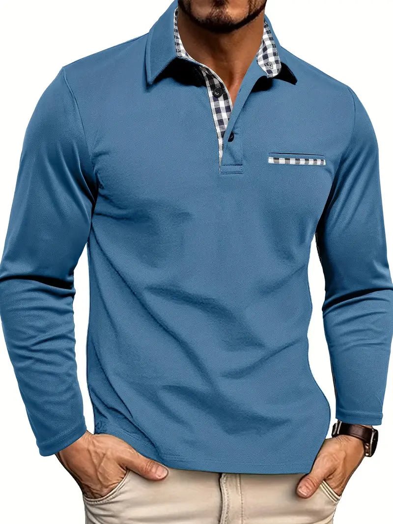Men's Polo Shirt ¡ª Regular Fit Long Sleeve Button Placket