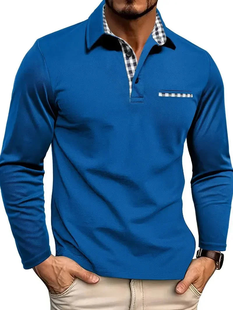 Men's Polo Shirt ¡ª Regular Fit Long Sleeve Button Placket