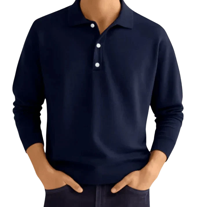 Men's Polo Shirt ¡ª Regular Fit Long Sleeve Classic Button Front