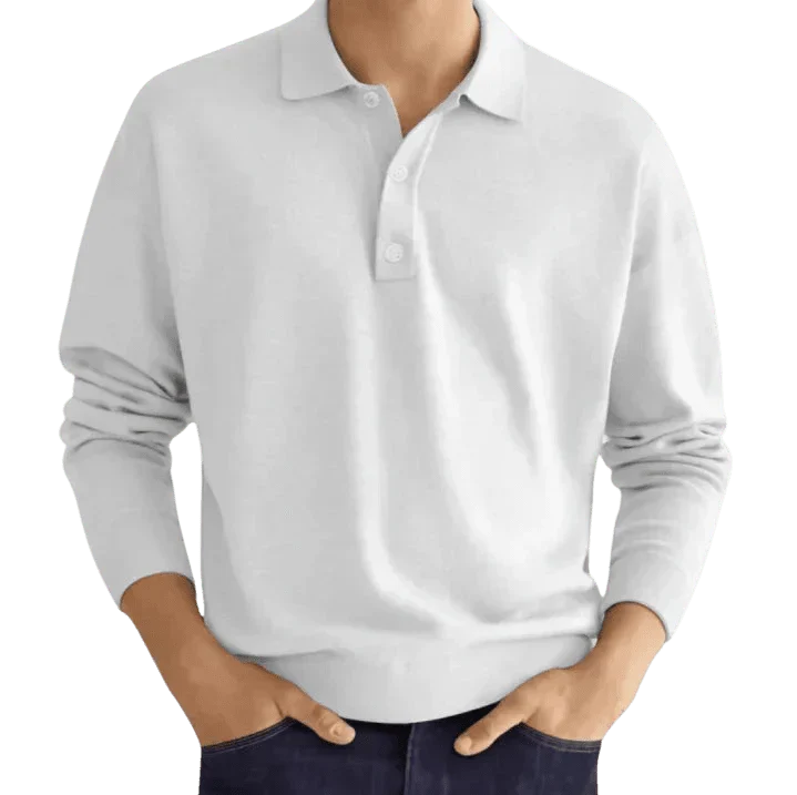 Men's Polo Shirt ¡ª Regular Fit Long Sleeve Classic Button Front