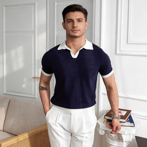Polo homme — Coupe droite, manches courtes, patte de boutonnage