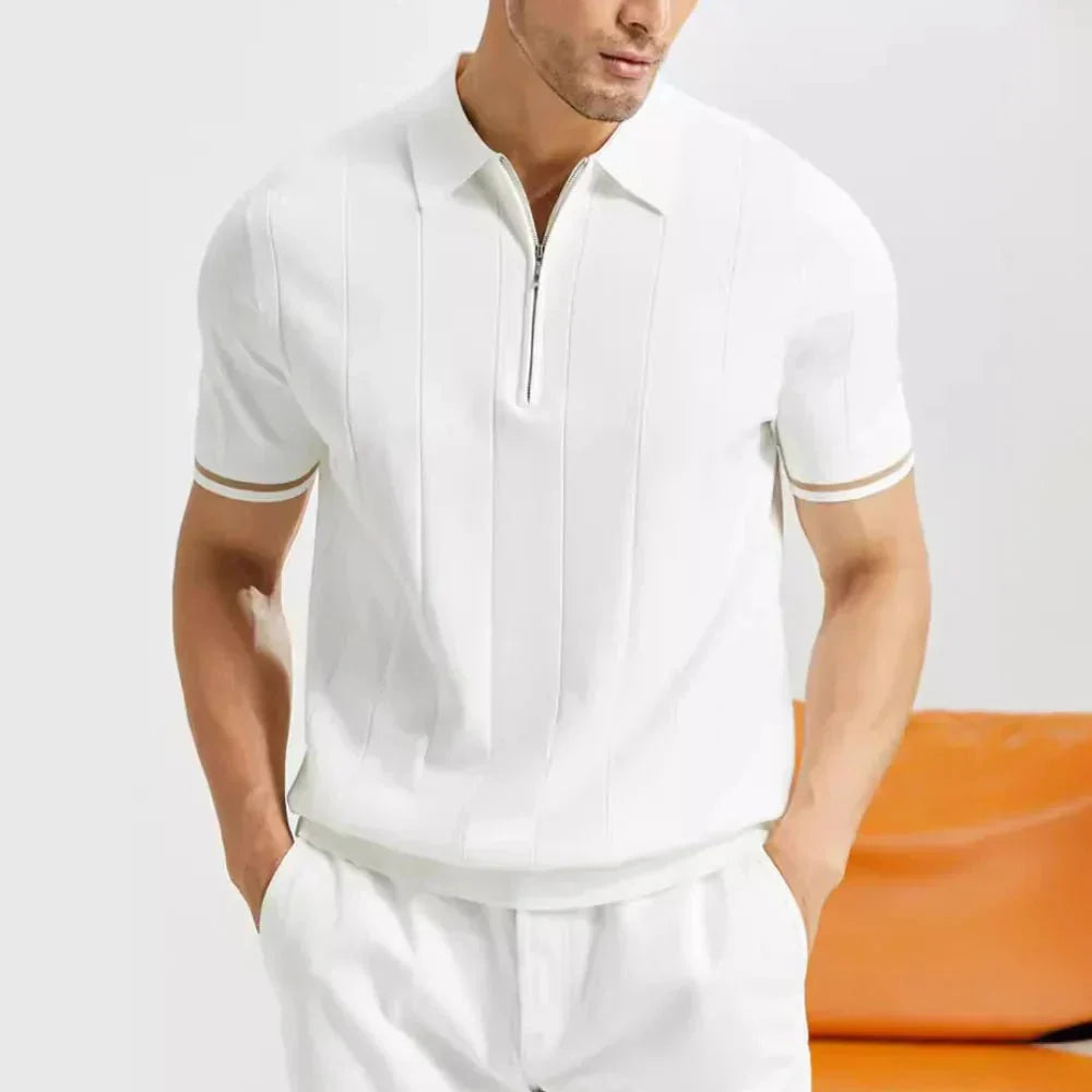 Men's Polo Shirt ¡ª Regular Fit Short Sleeve Quarter-Zip Closure