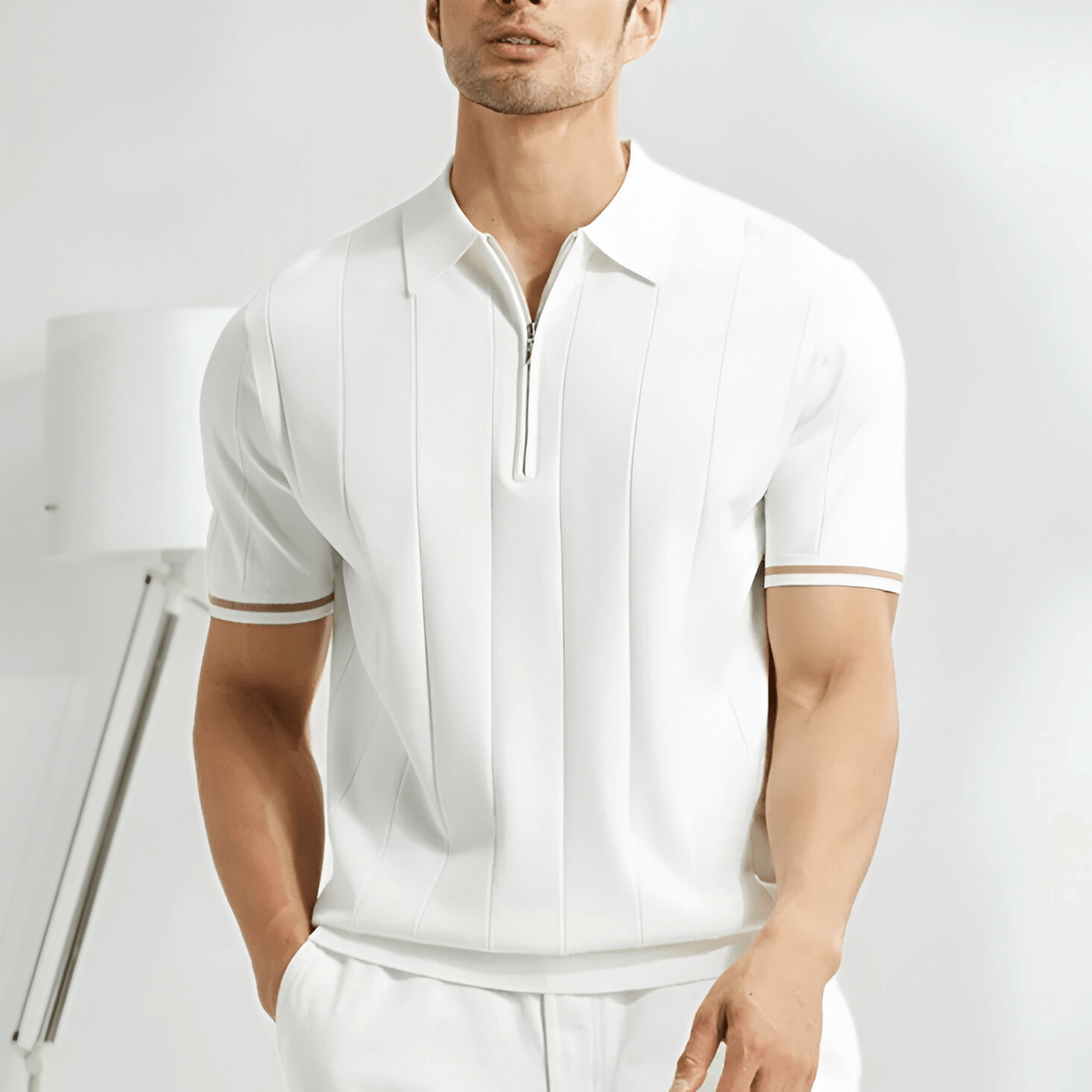 Men's Polo Shirt ¡ª Regular Fit Short Sleeve Quarter-Zip Closure