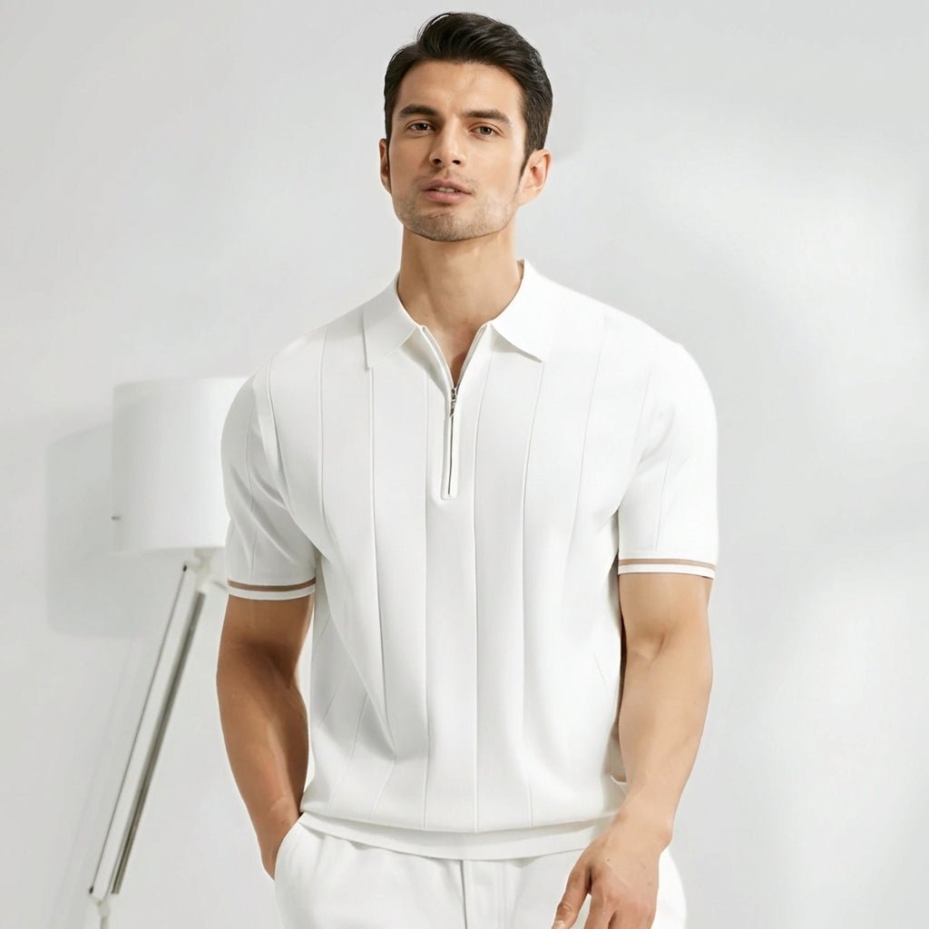 Men's Polo Shirt ¡ª Regular Fit Short Sleeve Quarter-Zip Closure