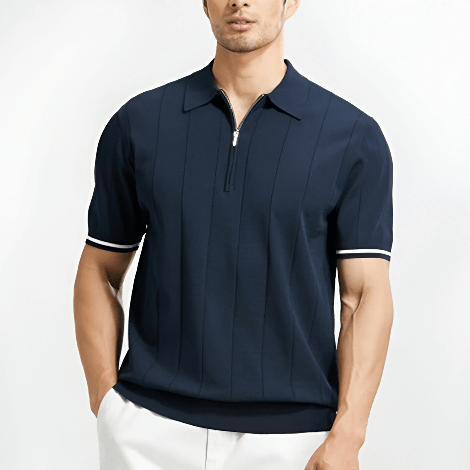 Men's Polo Shirt ¡ª Regular Fit Short Sleeve Quarter-Zip Closure
